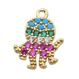 copper kid pendant pave zircon, gold plated, approx 11mm [FN16557]