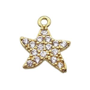 copper star pendant pave zircon, gold plated, approx 11-12mm [FN16559]