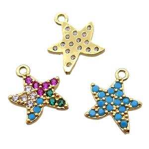 copper star pendant pave zircon, mixed, approx 11-12mm [FN16562]
