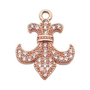 copper anchor pendant pave zircon, rose gold, approx 16-20mm [FN16570]