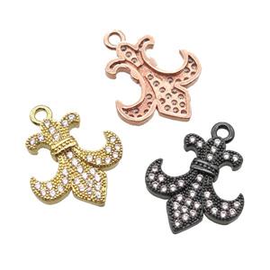 copper anchor pendant pave zircon, mixed, approx 16-20mm [FN16572]
