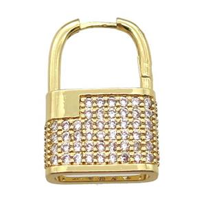 copper Lock Latchback Earrings pave zircon, gold plated, approx 18-28mm [FN16574]