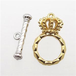 copper crown Toggle Clasp, gold plated, approx 12-20mm [FN16576]