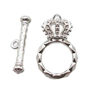 copper crown Toggle Clasp, platinum plated plated, approx 12-20mm [FN16577]