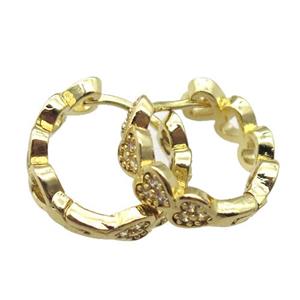 copper hoop Earrings paved zircon, gold plated, approx 16mm dia [FN16608]