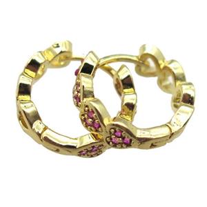 copper hoop Earrings paved zircon, gold plated, approx 16mm dia [FN16609]