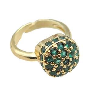 copper Rings pave green zircon, Resizable, platinum plated, approx 13mm, 20mm dia [FN16630]
