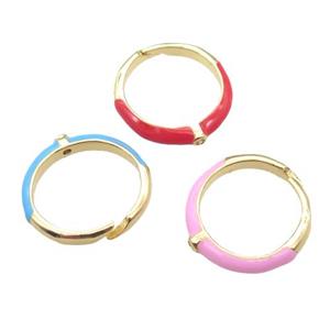 copper Rings with Enameling, mixed, Resizable, gold plated, approx 20mm dia [FN16637]