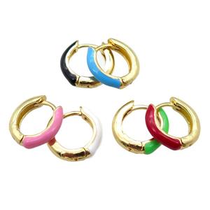 copper hoop earring with Enameling, mixed, gold plated, approx 14mm dia [FN16639]