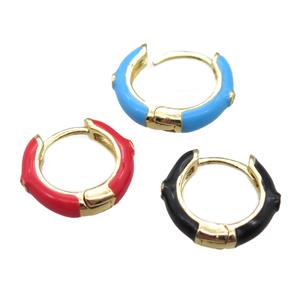 copper hoop Earrings with Enameling, mixed, gold plated, approx 14mm dia [FN16661]