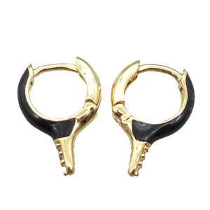 copper hoop Earrings with black Enameling, gold plated, approx 12-16mm [FN16663]