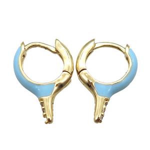 copper hoop Earrings with blue Enameling, gold plated, approx 12-16mm [FN16665]