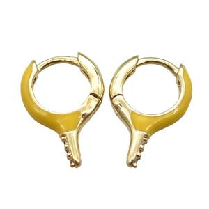 copper hoop Earrings with yellow Enameling, gold plated, approx 12-16mm [FN16666]