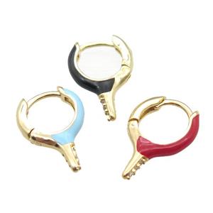 copper hoop Earrings with Enameling, mixed, gold plated, approx 12-16mm [FN16669]