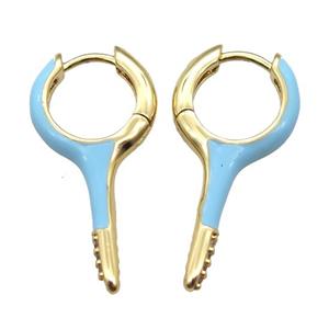 copper hoop Earrings with blue Enameling, gold plated, approx 14-28mm [FN16673]