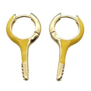 copper hoop Earrings with yellow Enameling, gold plated, approx 14-28mm [FN16675]