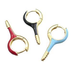 copper hoop Earrings with Enameling, mixed, gold plated, approx 14-28mm [FN16677]