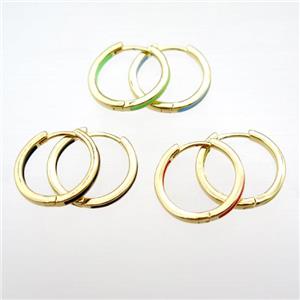 copper hoop Earrings with Enameling, mixed, gold plated, approx 20mm dia [FN16678]
