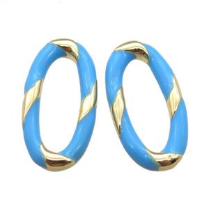 copper oval connector with blue Enameling, gold plated, approx 11-20mm [FN16682]