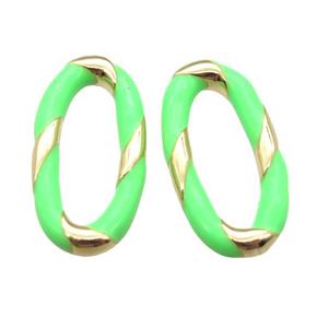 copper oval connector with green Enameling, gold plated, approx 11-20mm [FN16684]