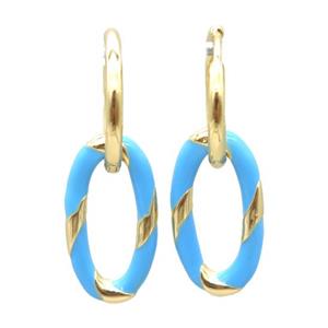 copper hoop Earring with enameling, oval, gold plated, approx 11-20mm, 14mm dia [FN16689]