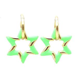 copper hoop Earring with enameling, star, gold plated, approx 22mm, 14mm dia [FN16699]