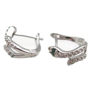 copper Latchback Earrings, platinum plated, approx 15mm [FN16710]