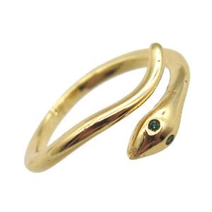 copper snake Rings pave zircon, Resizable, gold plated, approx 18mm dia [FN16713]