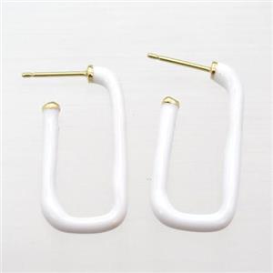 copper stud Earrings with white Enameling, gold plated, approx 14-30mm [FN16719]
