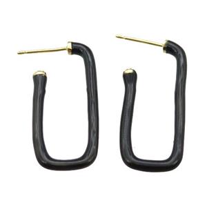copper stud Earrings with black Enameling, gold plated, approx 14-30mm [FN16720]