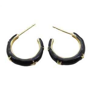 copper stud Earrings with black Enameling, gold plated, approx 20mm dia [FN16726]