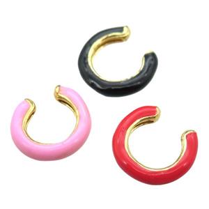 copper clip Earrings cuff with Enameling, mixed, gold plated, approx 11mm dia [FN16744]