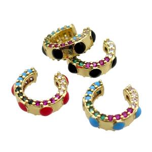 copper clip Earrings pave zircon, mixed, gold plated, approx 11mm dia [FN16747]