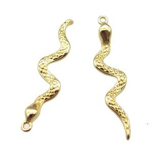 copper snake pendant, gold plated, approx 30mm length [FN16756]