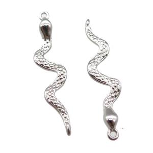 copper snake pendant, platinum plated, approx 30mm length [FN16757]
