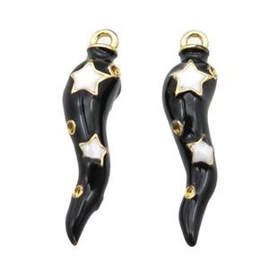 copper capsicum pendant with black Enameling, gold plated, approx 8-30mm [FN16761]