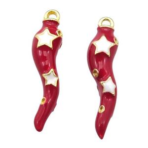 copper capsicum pendant with red Enameling, gold plated, approx 8-30mm [FN16762]