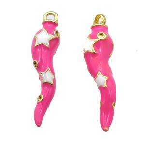 copper capsicum pendant with pink Enameling, gold plated, approx 8-30mm [FN16763]