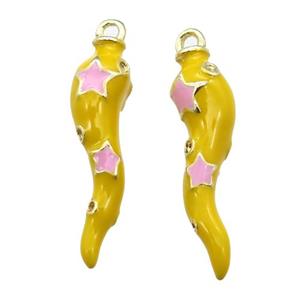 copper capsicum pendant with yellow Enameling, gold plated, approx 8-30mm [FN16765]