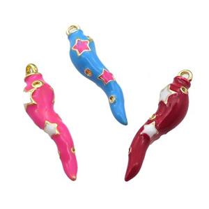 copper capsicum pendant with Enameling, mixed chili, gold plated, approx 8-30mm [FN16766]