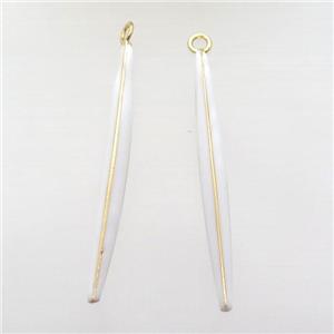 copper enameling stick pendant, white, gold plated, approx 5-55mm [FN16767]