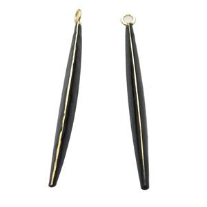 copper stick pendant with black Enameling, gold plated, approx 5-55mm [FN16768]
