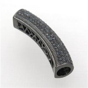 copper tube beads paved zircon, black gunmetal plated, approx 10-40mm, 5mm hole [FN16786]