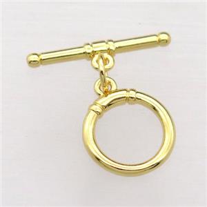 copper toggle clasp, gold plated, approx 12mm, 20mm [FN20239]