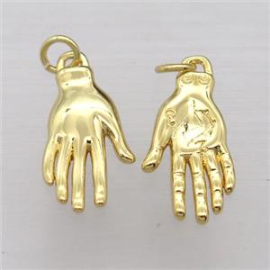 copper hand charm pendant, gold plated, approx 10-17mm [FN20242]