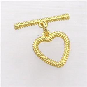 copper toggle clasp, heart, gold plated, approx 12mm, 18mm [FN20247]