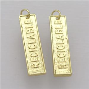 copper rectangle pendant, RECICLABLE, gold plated, approx 9-35mm [FN20248]