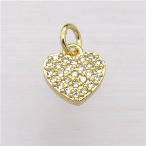 copper heart pendant pave zircon, gold plated, approx 8-9mm [FN20256]
