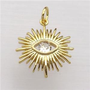 copper eye pendant pave zircon, gold plated, approx 17mm dia [FN20262]