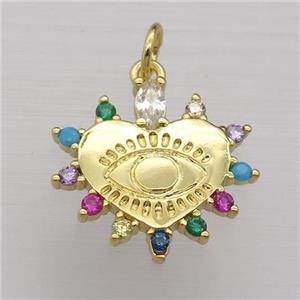 copper heart pendant pave zircon, gold plated, approx 16-17mm [FN20263]